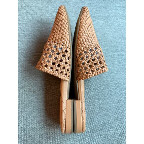 Birdies Dove Woven Toffee Brown Vegan Faux Leather Pointed Toe Slide Mules 10.5 - Picture 6 of 10